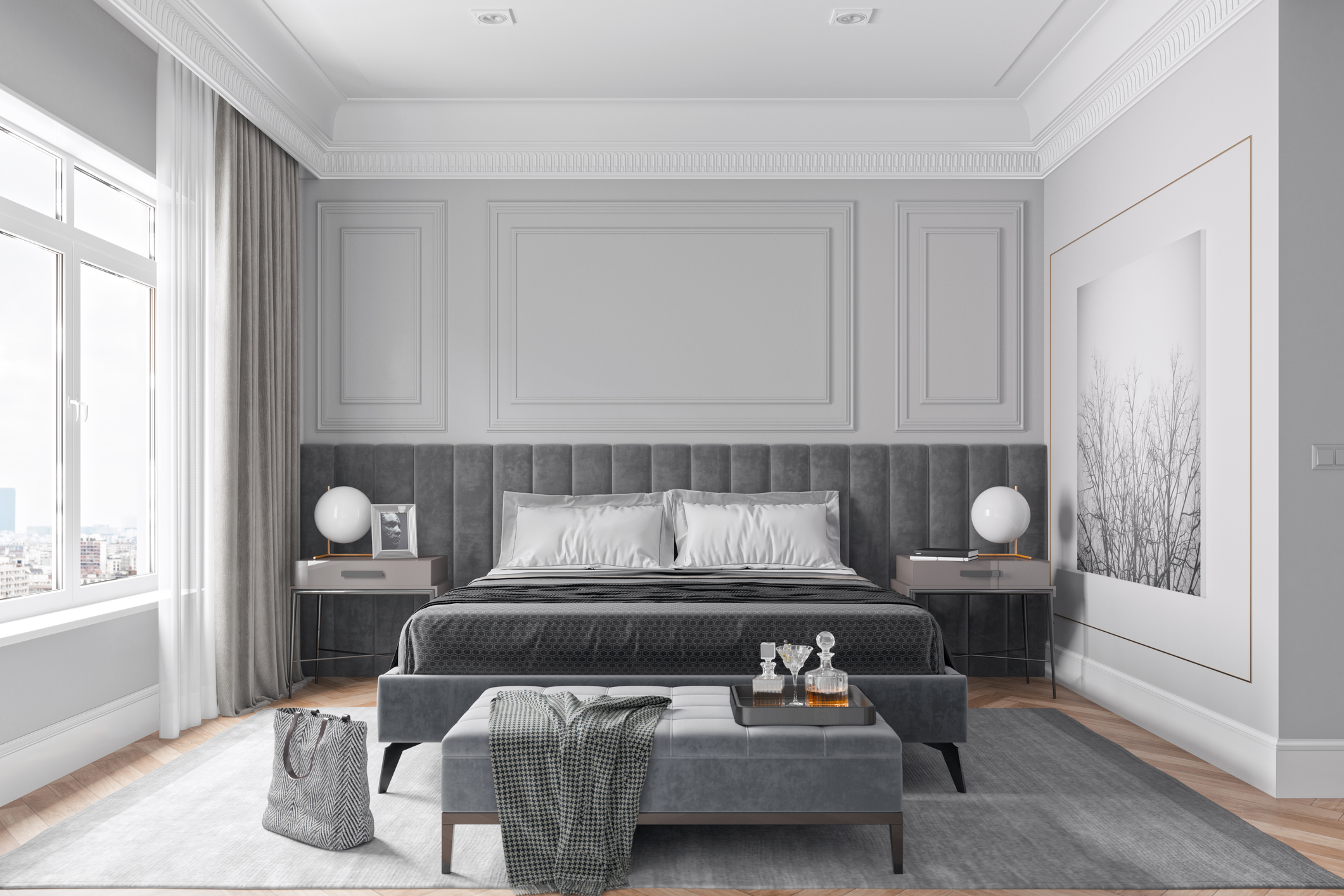 Modern Cozy Grey Bedroom Decor